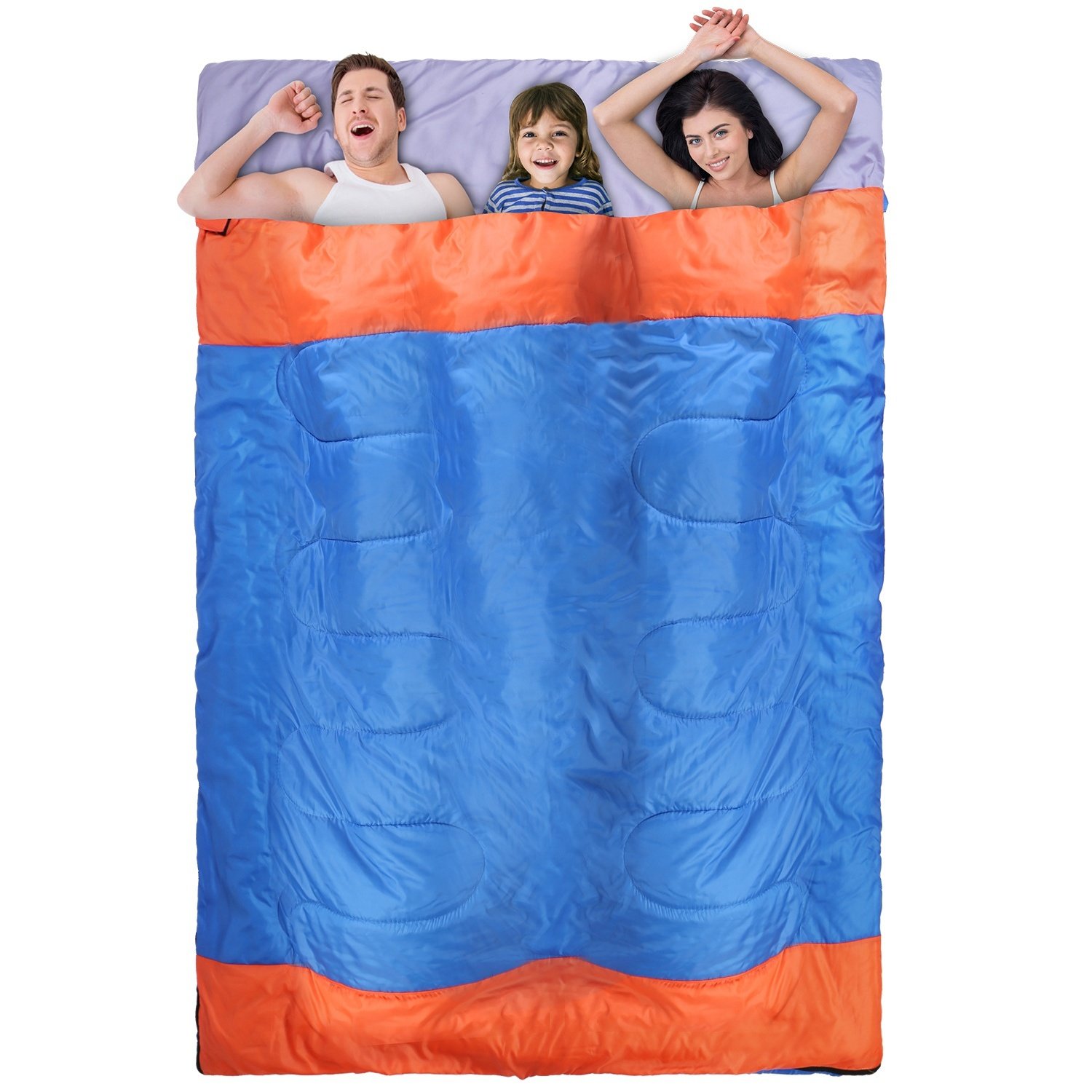 3 People Sleeping Bag for Adult Kids Lightweight Water Resistant Camping Cotton Liner Cold Warm Weather Indoor Outdoor Use 3 Season with Sack for Spri 3 People Sleeping Bag for Adult Kids Lightweight Water Resistant Camping Cotton Liner Cold Warm Weather Indoor Outdoor Use 3 Season with Sack for Spri